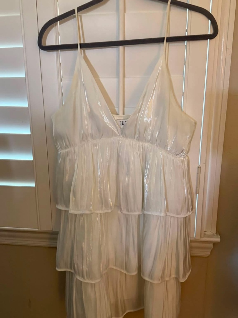 TCEC Shimmery White Tiered Slip Dress